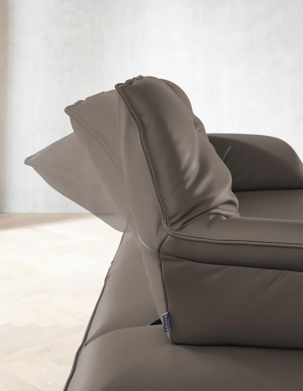 ECKSOFA in Echtleder Graubraun  - Graubraun/Beige, Design, Leder/Metall (252/169cm) - Koinor