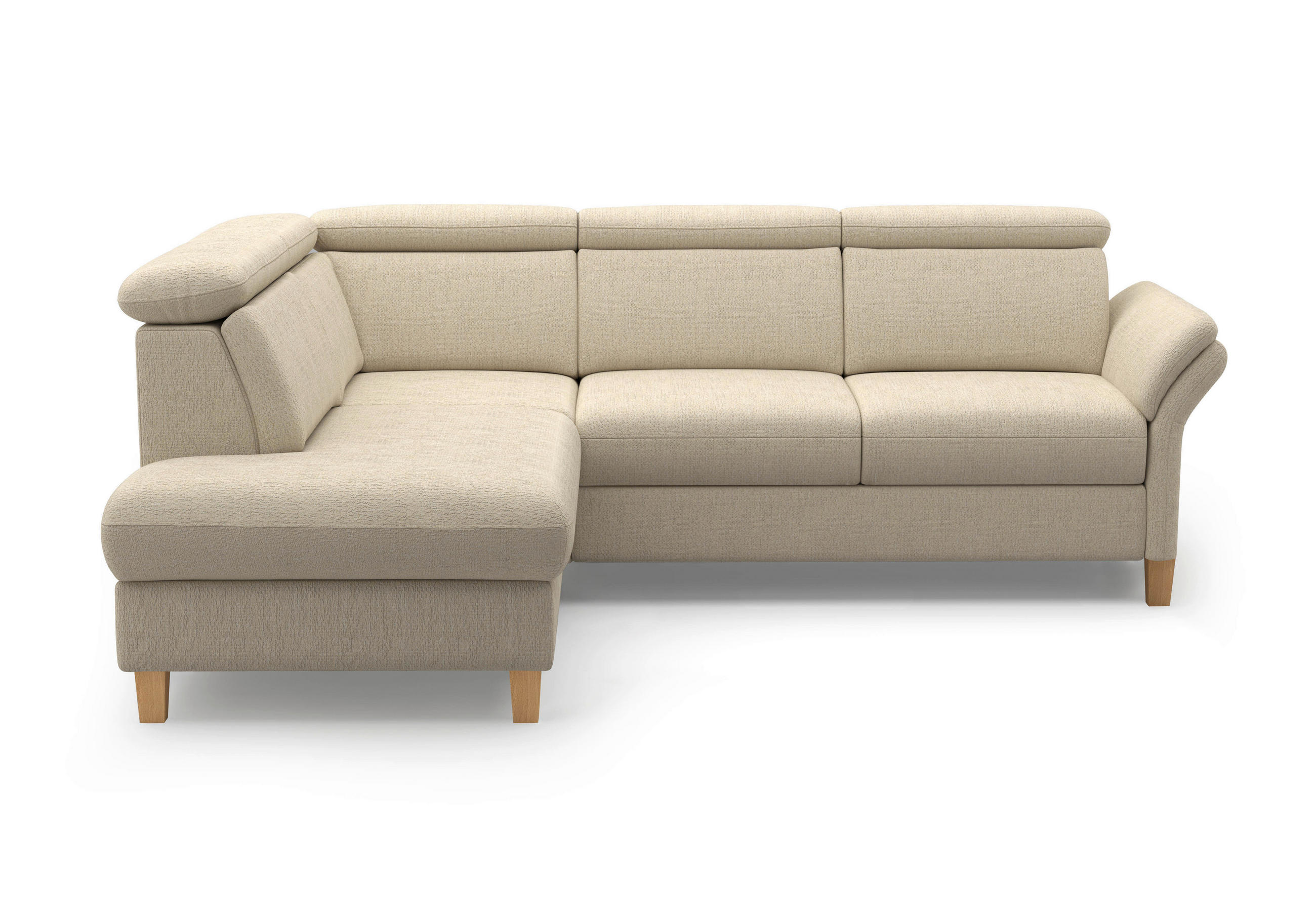 ECKSOFA GLENDALE E Sandfarben Chenille  - Sandfarben/Eichefarben, KONVENTIONELL, Holz/Textil (193/247cm) - Sit & More