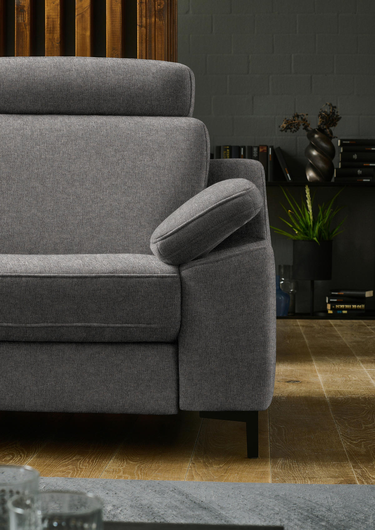 ECKSOFA in Chenille Graubraun  278/278 cm  - Graubraun/Schwarz, Design, Textil/Metall (278/278cm) - Valdera