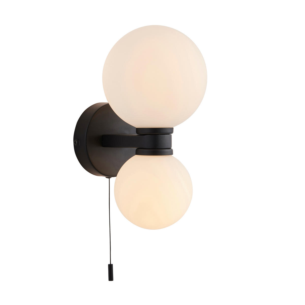 BADEZIMMER-WANDLEUCHTE Pulsa 12/23.2 cm   - Opal/Schwarz, Basics, Glas (12/23.2cm) - ENDON
