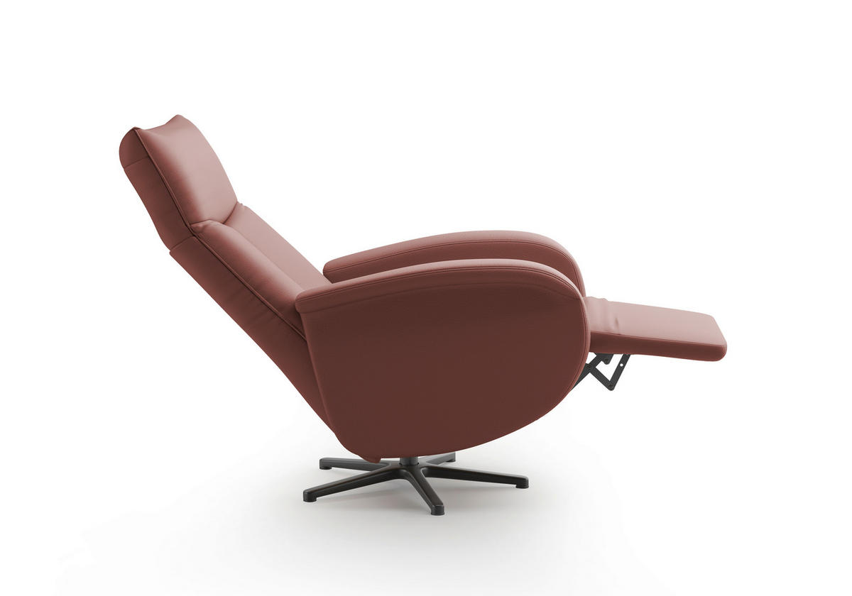 DREHSTUHL Rotbraun  - Rotbraun/Schwarz, MODERN, Leder/Metall (75/112/82cm) - Sit & More