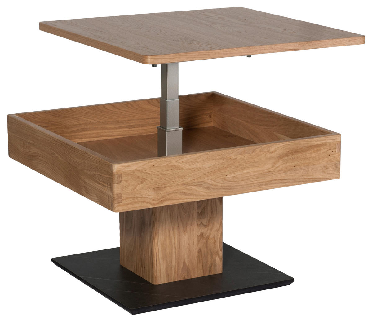COUCHTISCH in Holz, Metall, Holzwerkstoff 67/67/43-61 cm  - Eichefarben/Schwarz, Natur, Holz/Holzwerkstoff (67/67/43-61cm) - Venda