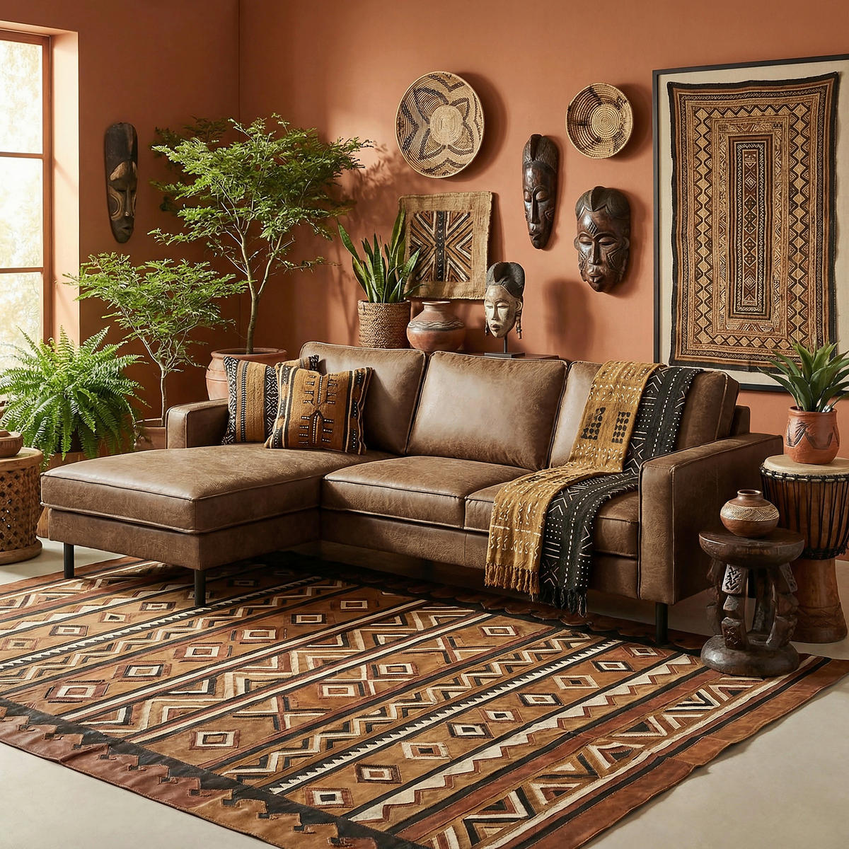 ECKSOFA Braun Echtleder Lederlook Rücken echt  - Braun, Design, Leder/Textil (166/238cm) - Livetastic