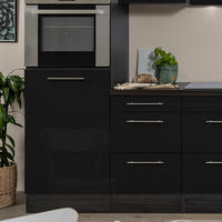 KÜCHENBLOCK 270 cm   in Schwarz, Eichefarben  - Edelstahlfarben/Eichefarben, Basics, Holzwerkstoff/Metall (270cm) - Respekta