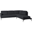 ECKSOFA in Flachgewebe, Struktur Pflaume  - Pflaume/Anthrazit, Design, Textil/Metall (254/230cm) - Ambiente