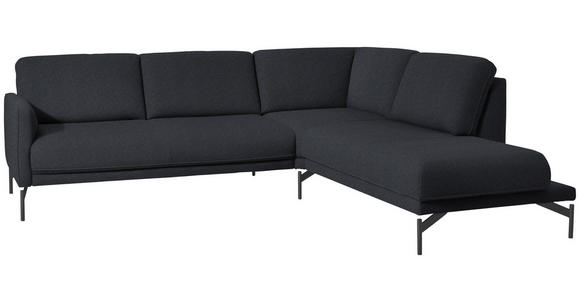 ECKSOFA in Flachgewebe, Struktur Pflaume  - Pflaume/Anthrazit, Design, Textil/Metall (254/230cm) - Ambiente