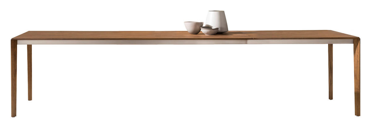 ESSTISCH in Holz, Metall 160(260)/100/75 cm  - Edelstahlfarben/Nussbaumfarben, Design, Holz/Metall (160(260)/100/75cm) - Team 7