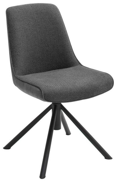 STUHL drehbar  in Eisen Flachgewebe Metall, Textil  - Anthrazit/Schwarz, Design, Textil/Metall (49/88/64cm) - Novel