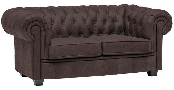 CHESTERFIELD-SOFA Webstoff Dunkelbraun  - Wengefarben/Dunkelbraun, LIFESTYLE, Holz/Textil (180/76,5/96cm) - Landscape