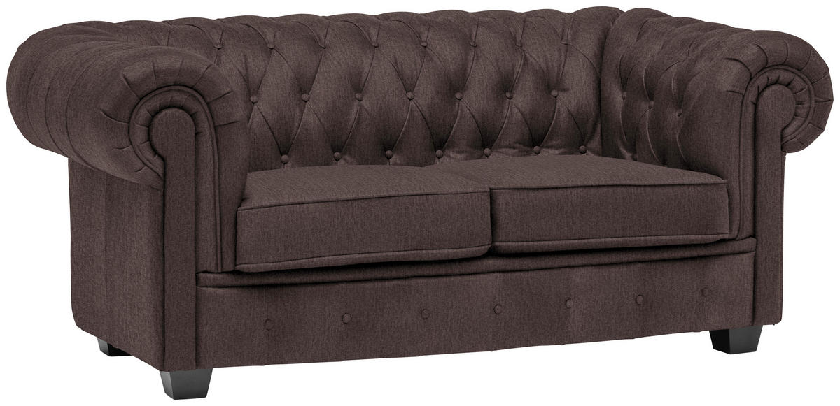 CHESTERFIELD-SOFA in Webstoff Dunkelbraun  - Wengefarben/Dunkelbraun, Lifestyle, Holz/Textil (180/76,5/96cm) - Landscape