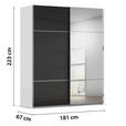 SCHWEBETÜRENSCHRANK  in Grau, Schwarz  - Chromfarben/Schwarz, KONVENTIONELL, Glas/Holzwerkstoff (181/223/68cm) - Novel