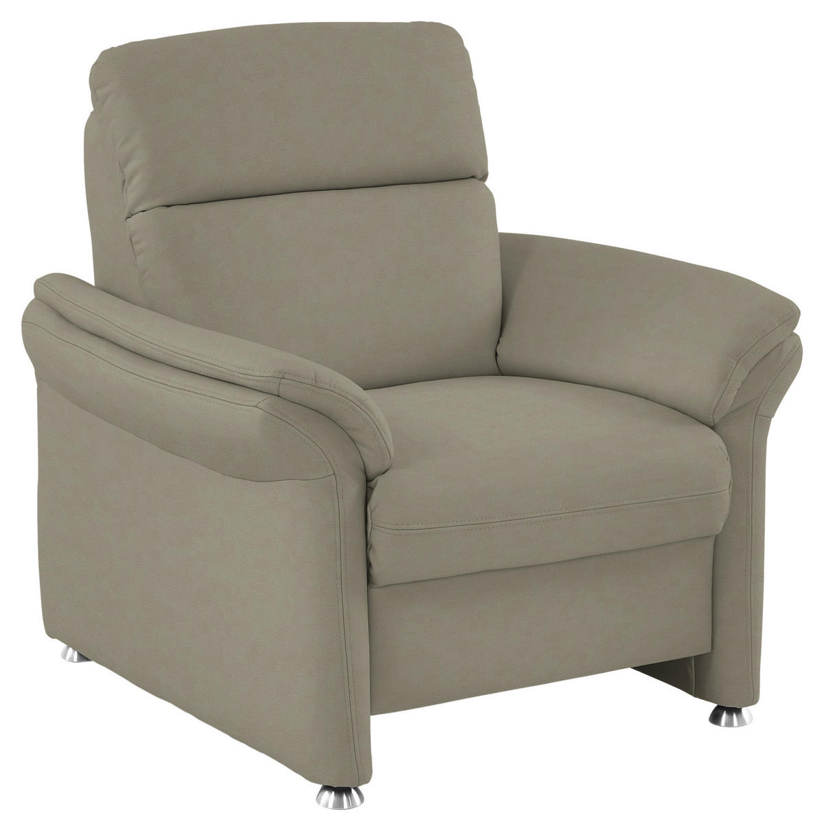 SESSEL in Echtleder Hellgrau  - Hellgrau/Alufarben, Konventionell, Leder/Metall (98/96/92cm) - Beldomo Premium
