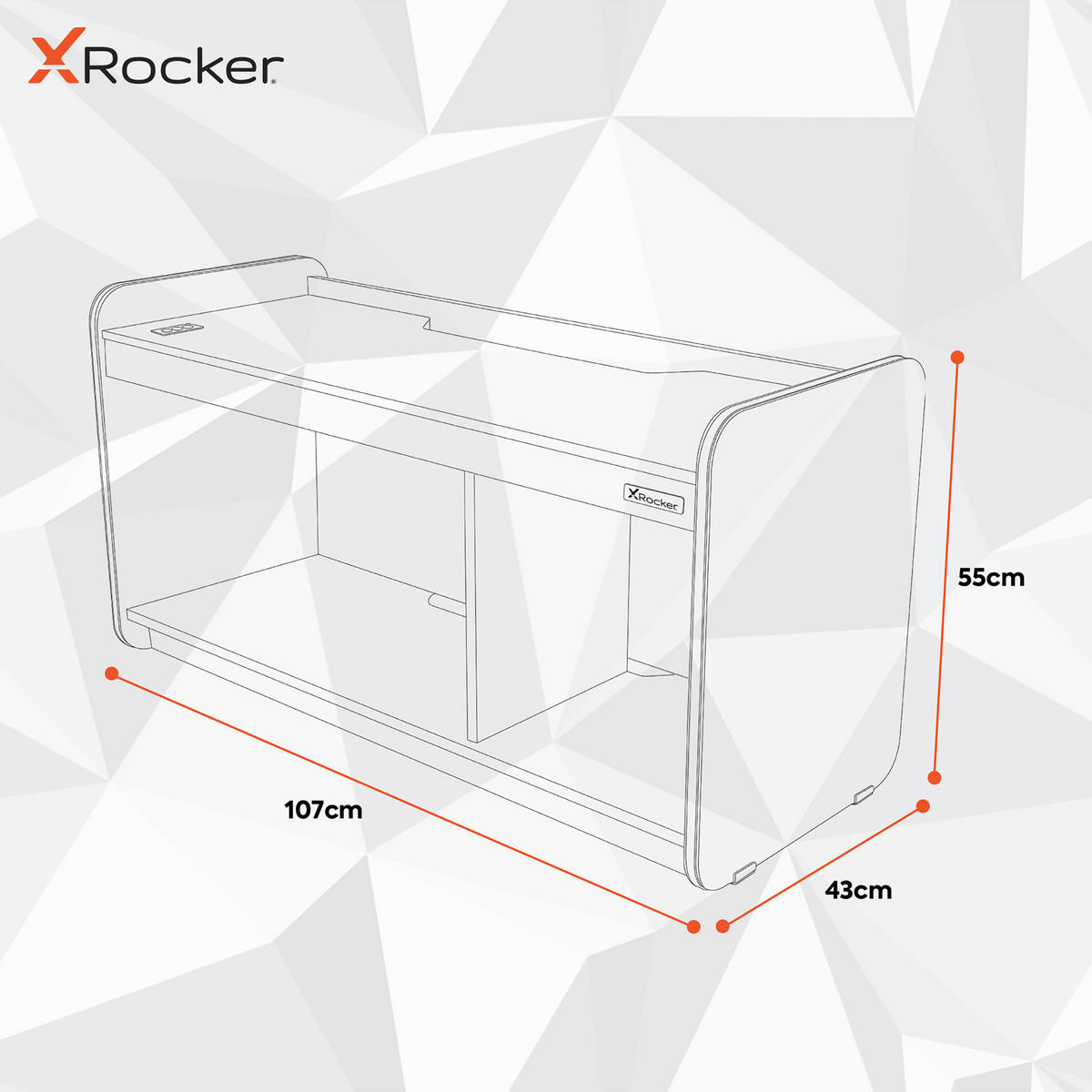 TV-ELEMENT 107/55/43 cm  - Schwarz, MODERN, Holzwerkstoff (107/55/43cm) - X Rocker