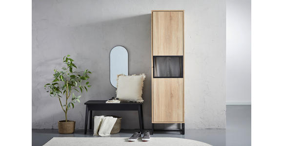 GARDEROBENSCHRANK 50/190/41 cm - Schwarz/Sonoma Eiche, MODERN, Holzwerkstoff/Metall (50/190/41cm) - Novel