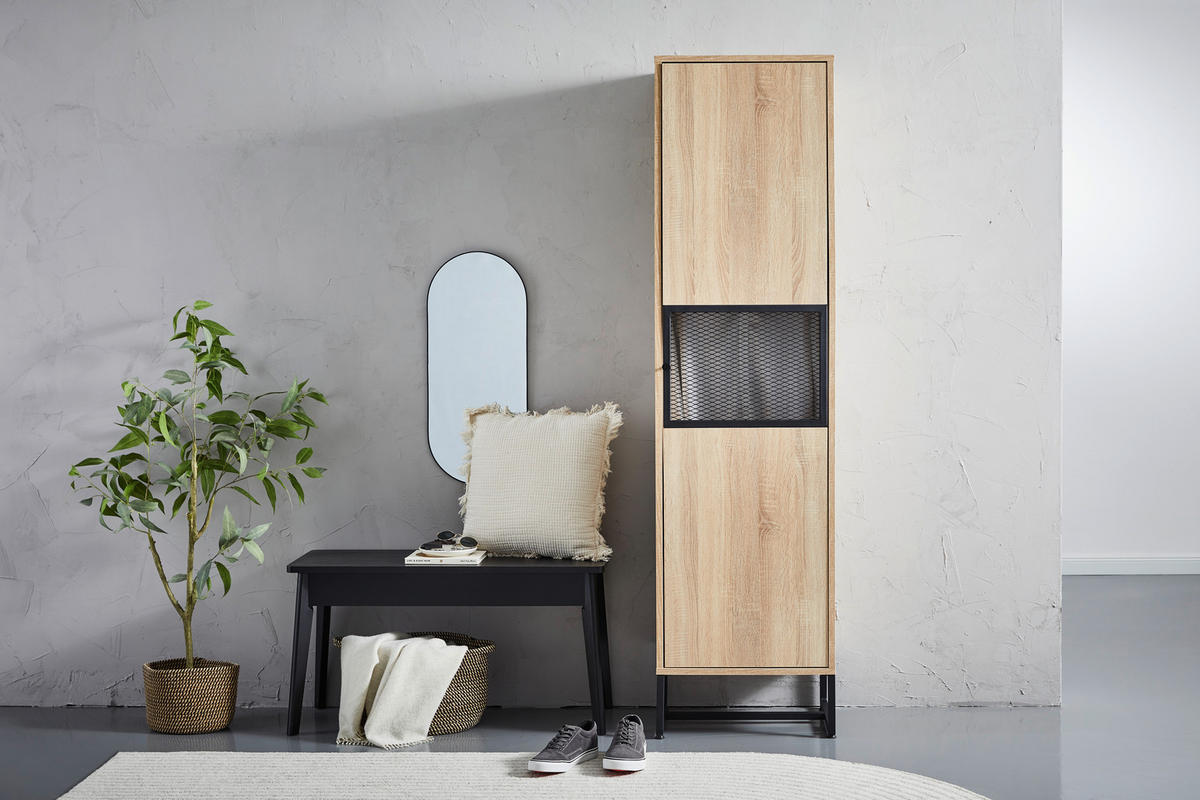 GARDEROBENSCHRANK  in 50/190/41 cm  - Schwarz/Sonoma Eiche, MODERN, Holzwerkstoff/Metall (50/190/41cm) - Novel