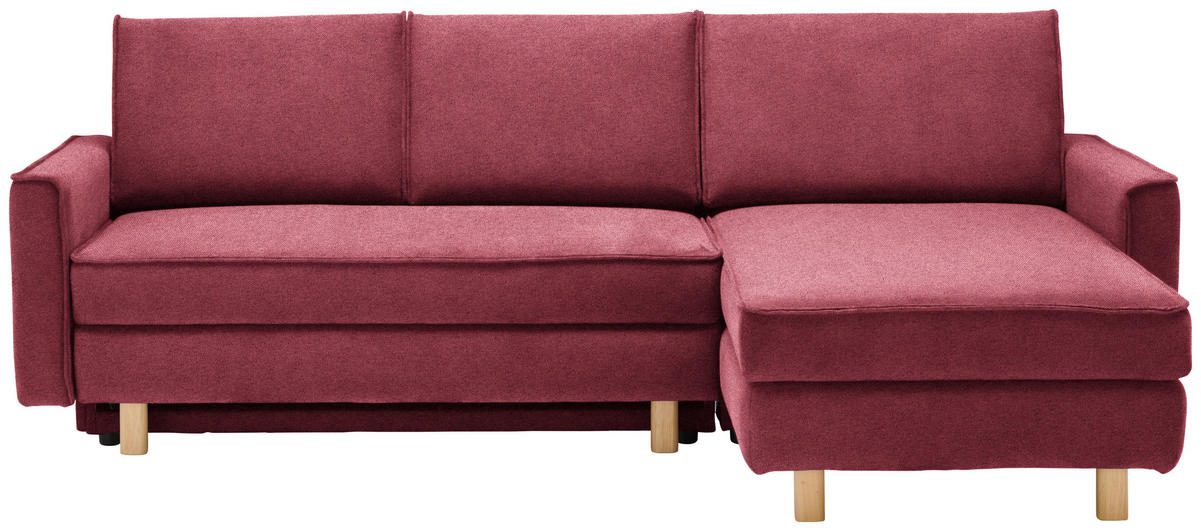 ECKSOFA in Chenille Bordeaux  237/170 cm  - Eichefarben/Bordeaux, KONVENTIONELL, Holz/Textil (237/170cm) - Sedda