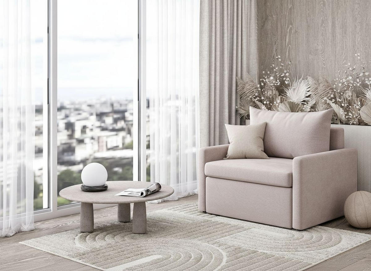 SCHLAFSESSEL Flachgewebe Altrosa  - Schwarz/Altrosa, Design, Kunststoff/Textil (92/89/103cm) - MID.YOU