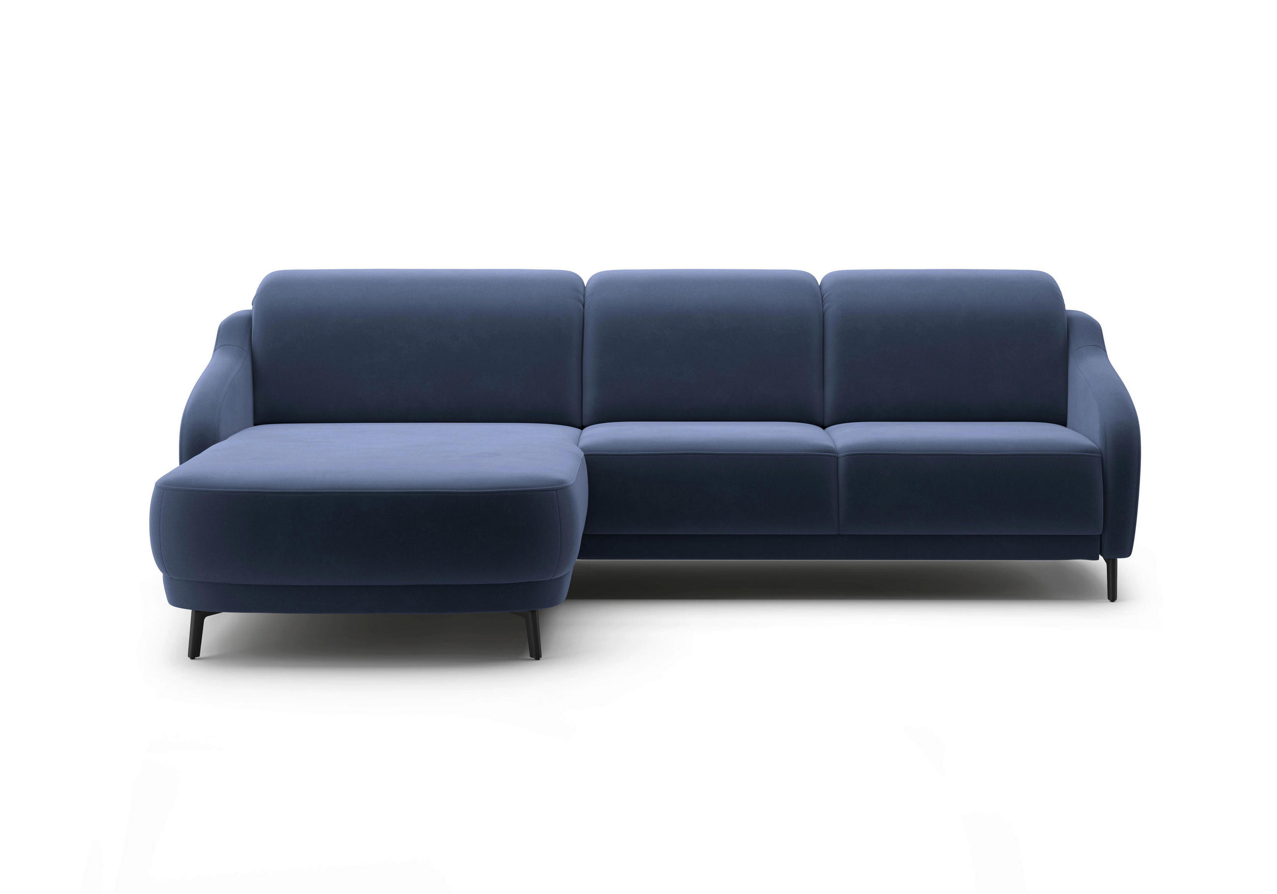 ECKSOFA BLUES V Blau Samt  - Blau/Schwarz, MODERN, Textil/Metall (191/271cm) - Sit & More