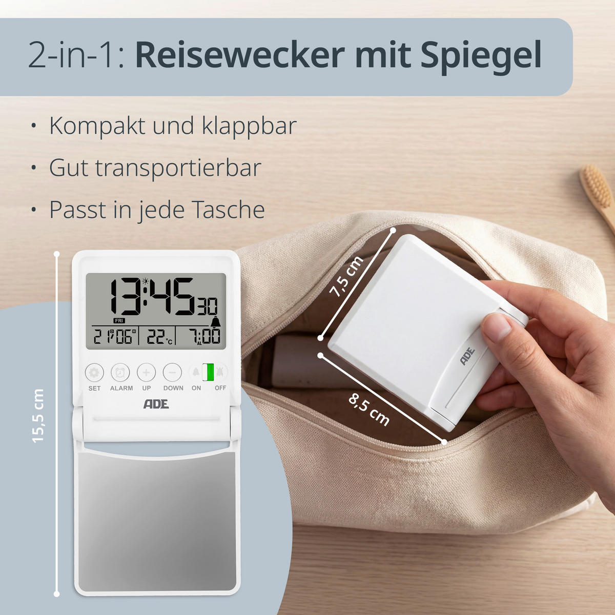 WECKER Weiß  - Weiß, Basics, Kunststoff (8,5/7,5/1,7cm)