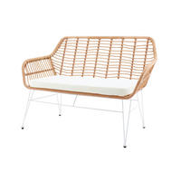 SITZBANK 120/85/69 cm Naturfarben, Weiß Metall  - Naturfarben/Weiß, MODERN, Kunststoff/Metall (120/85/69cm) - Livetastic