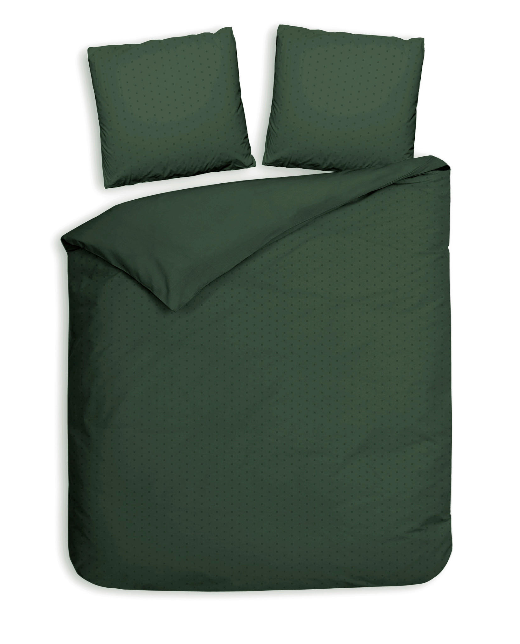 BETTWÄSCHE 3-teilig Punto Makosatin 200/200 cm  - Waldgrün, Basics, Textil (200/200cm) - Heckettlane