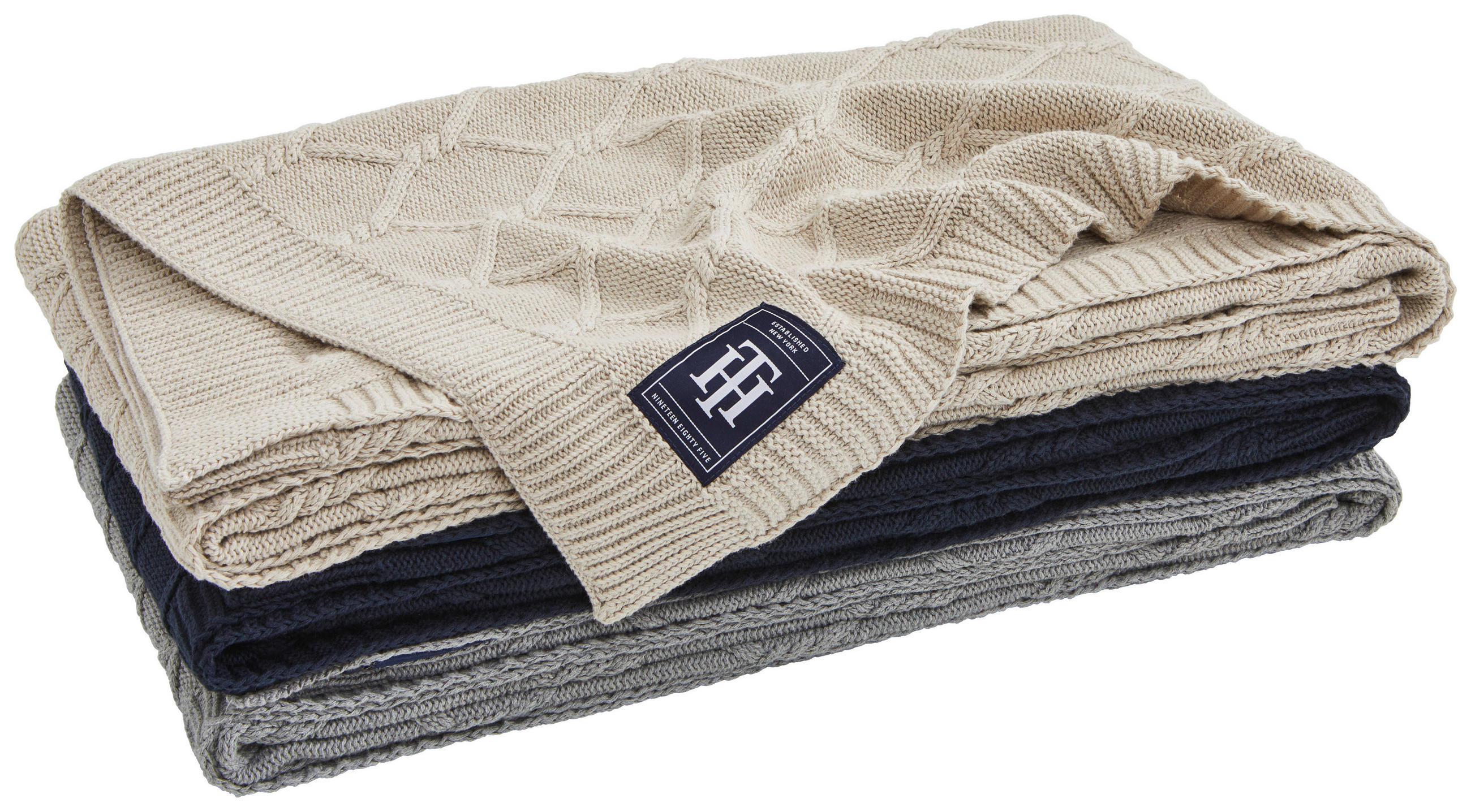 WOHNDECKE Cable 130/170 cm  - Grau, KONVENTIONELL, Textil (130/170cm) - Tommy Hilfiger