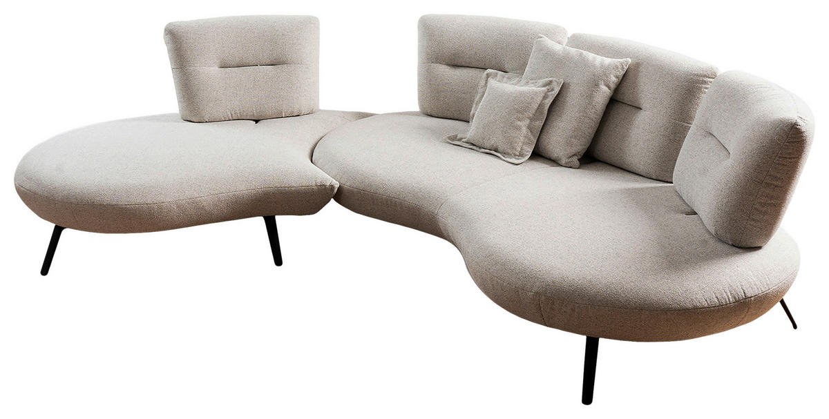 BIGSOFA Flachgewebe Beige  - Beige/Schwarz, Design, Textil/Metall (456/93/138cm) - Moderano