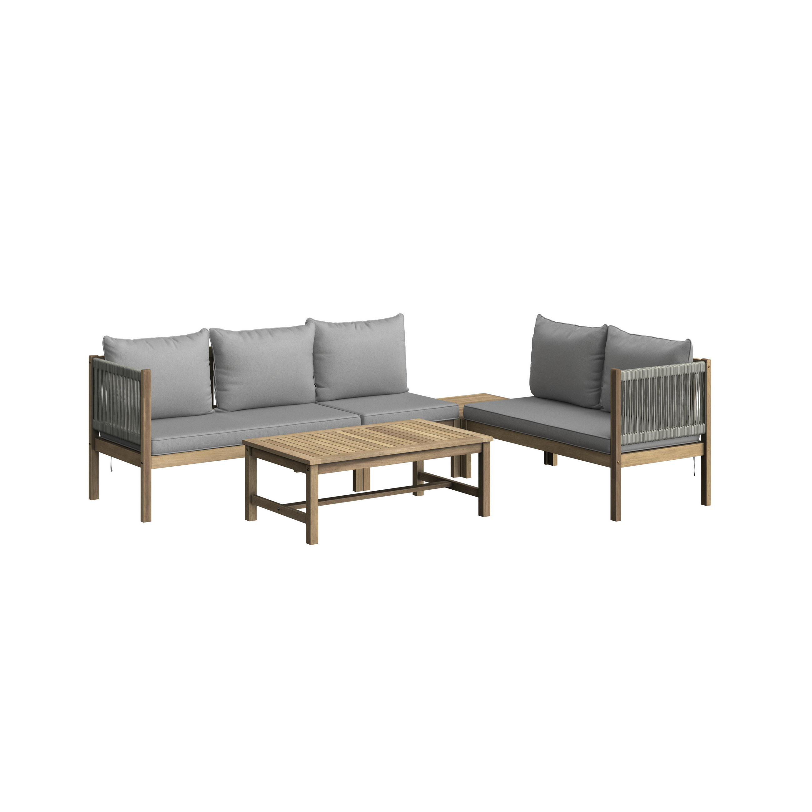 LOUNGEGARNITUR Akazie vollmassiv  - Anthrazit/Teakfarben, MODERN, Holz/Kunststoff - Ambia Garden