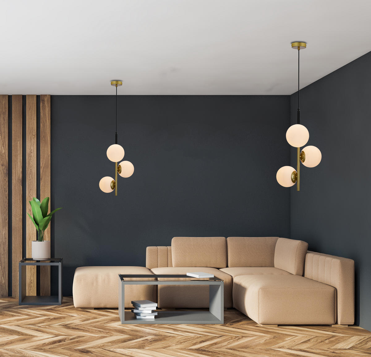 HÄNGELEUCHTE 32.5/32.5/115 cm  - Goldfarben/Schwarz, Basics, Metall (32.5/32.5/115cm)
