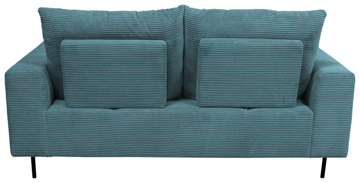 BIGSOFA Cord Petrol  - Petrol/Schwarz, KONVENTIONELL, Textil/Metall (246/100/116cm) - Carryhome