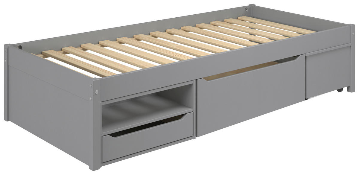 STAURAUMBETT 90/200 cm  in Grau  - Grau, MODERN, Holz/Holzwerkstoff (90/200cm) - MID.YOU
