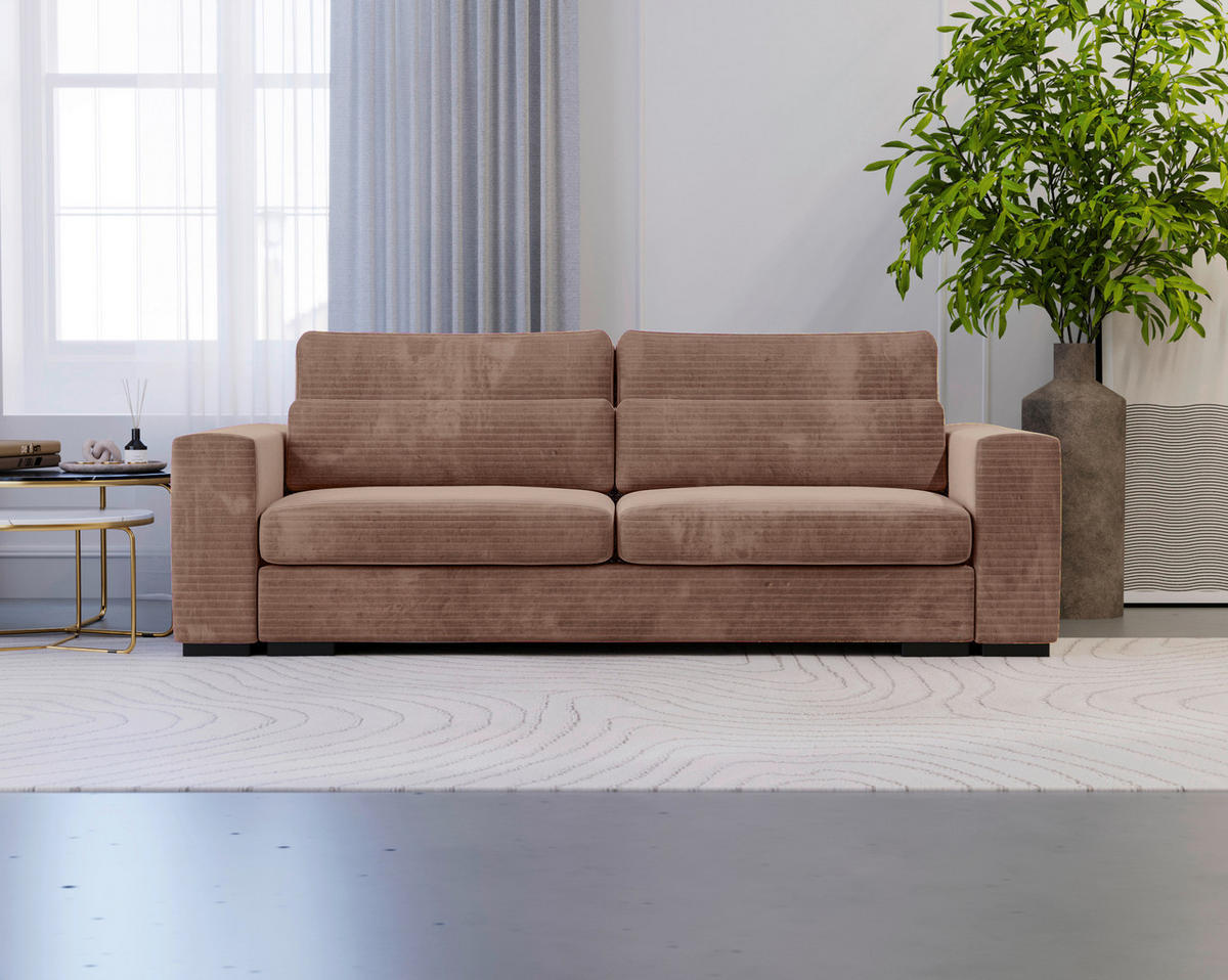 CANAPÉ-LIT in Flachgewebe Altrosa  - Schwarz/Altrosa, Konventionell, Kunststoff/Textil (236/78/114cm) - Carryhome