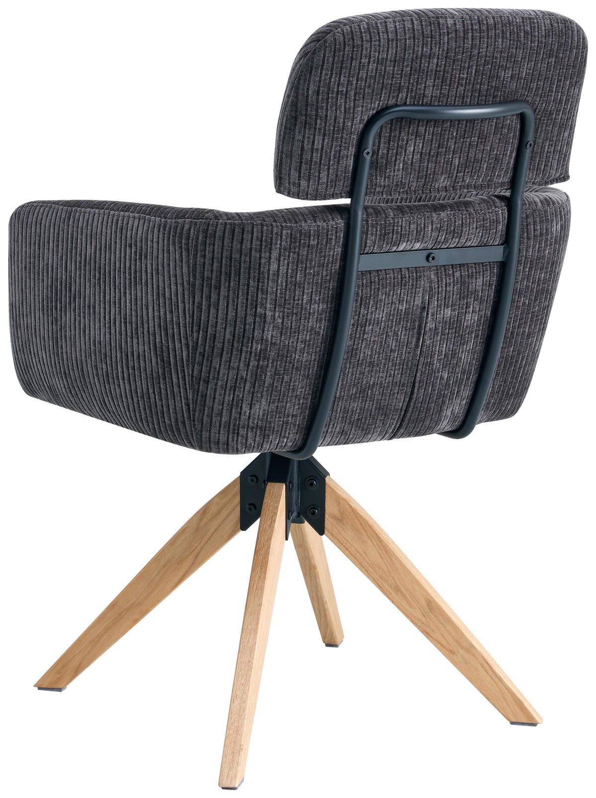 ARMLEHNSTUHL  Sitzfläche 360° drehbar Chenille  Anthrazit  - Anthrazit/Naturfarben, KONVENTIONELL, Holz/Textil (60/90/69cm) - Livetastic