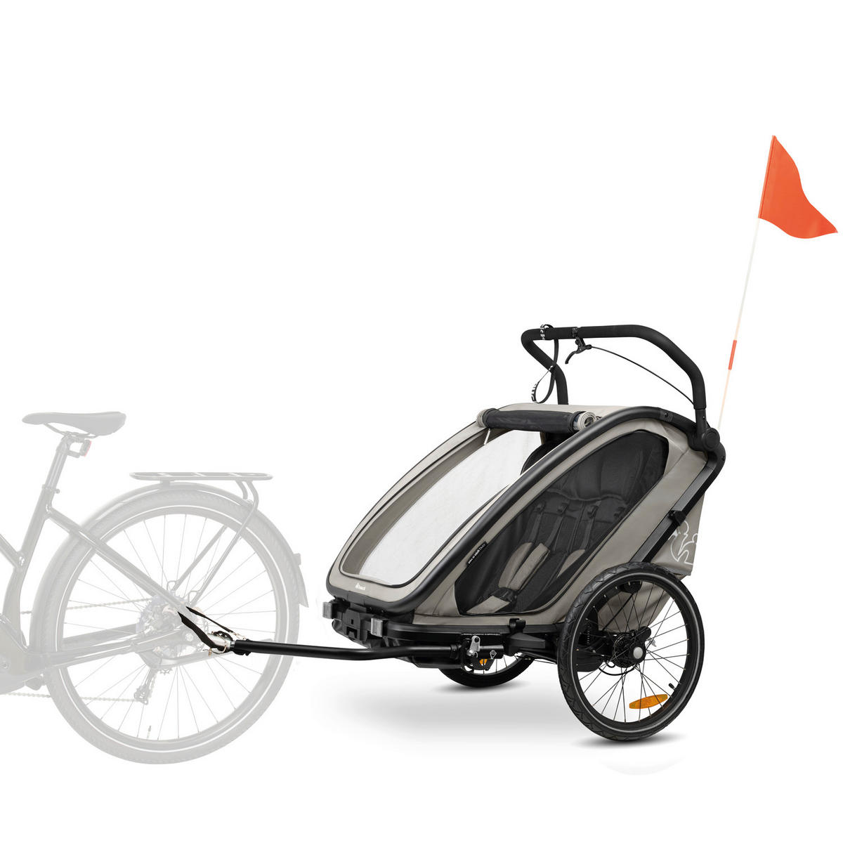 FAHRRADANHÄNGER   Bike N Walk Duo  - Hellgrau, Basics, Kunststoff/Textil (81/107/134cm) - Hauck
