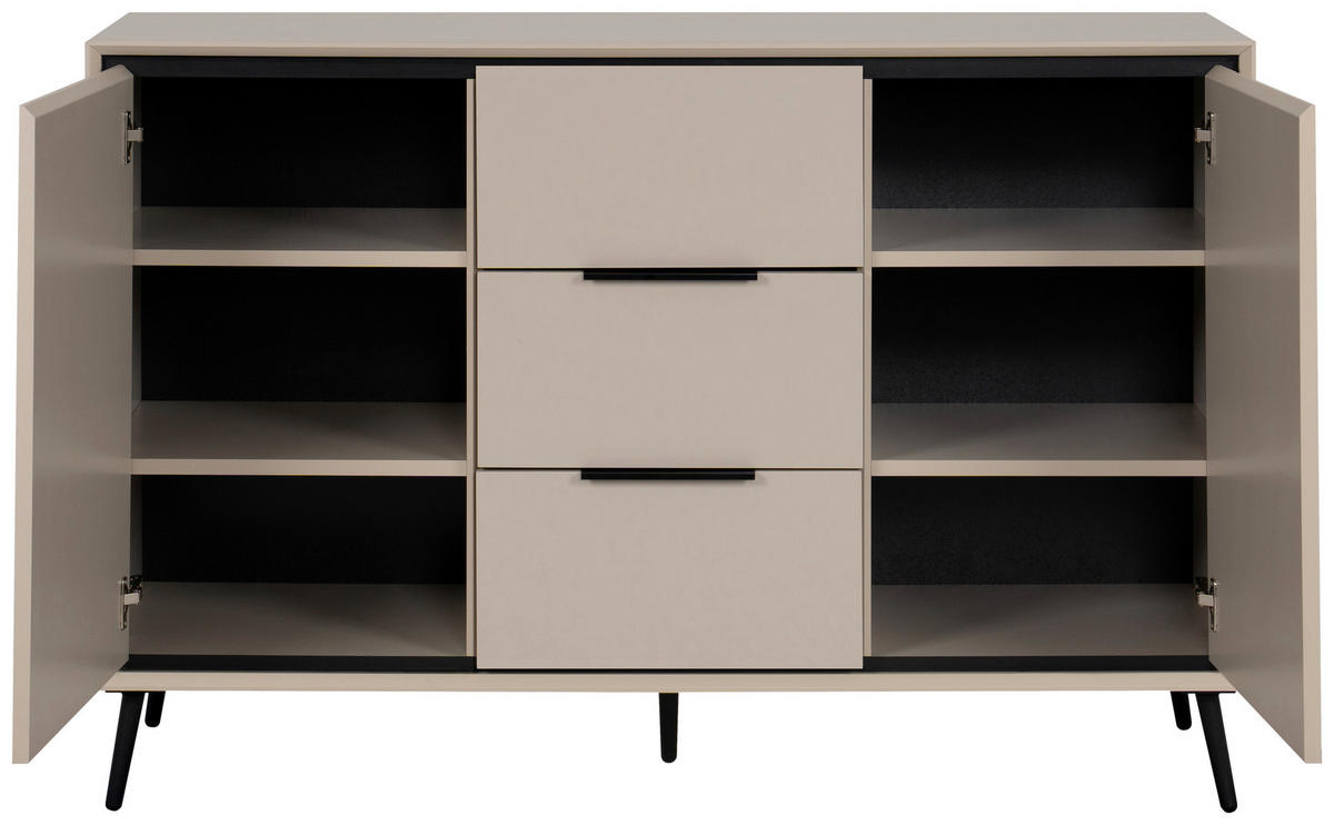 KOMMODE 135/90/38 cm  in Schwarz, Sandfarben  - Sandfarben/Schwarz, Konventionell, Holzwerkstoff/Kunststoff (135/90/38cm) - Livetastic