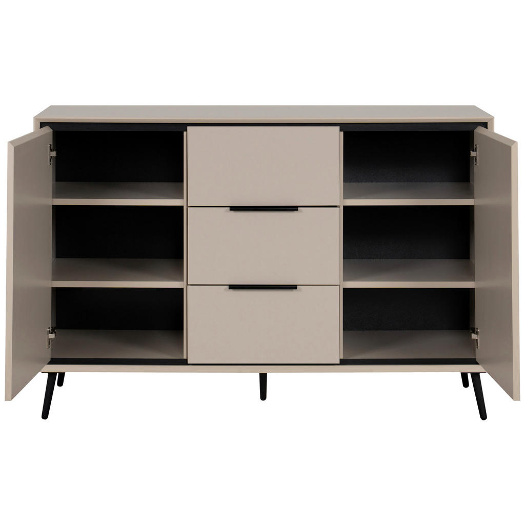 Thumbnail - Livetastic Kommode, Schwarz, Sand, Metall, 4 Fächer, 3 Schubladen, 135x90x38 cm, Wohnzimmer, Kommoden & Sideboards, Komm...