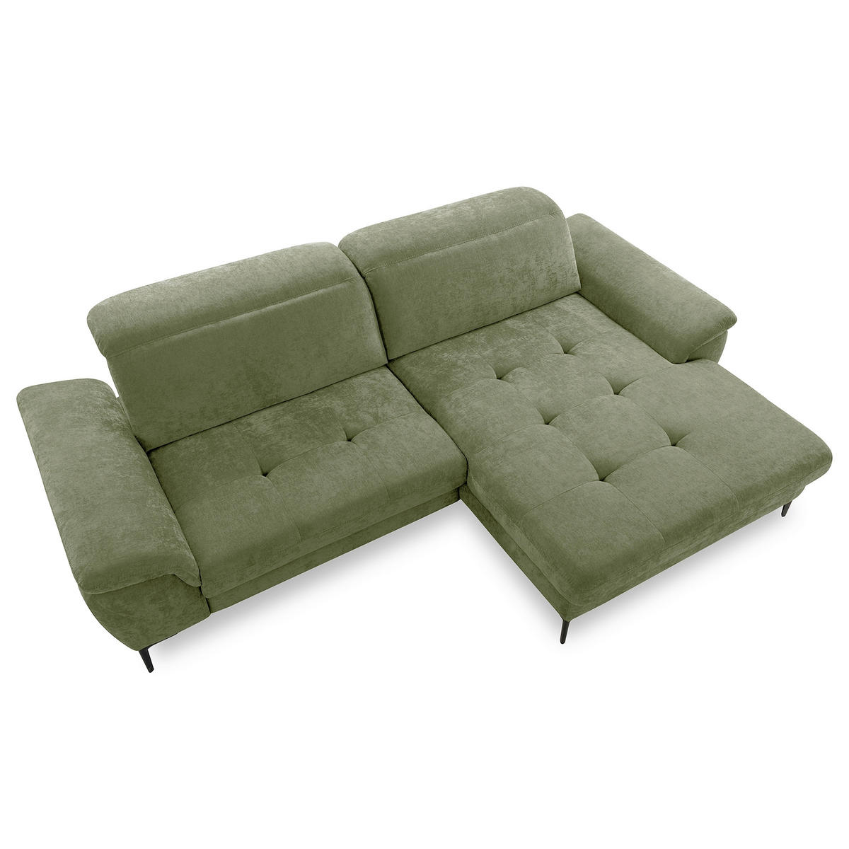 ECKSOFA  Webstoff Grün  - Schwarz/Grün, Design, Textil/Metall (268/195cm) - Livetastic