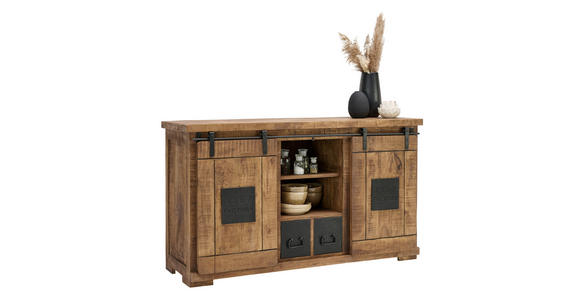 SIDEBOARD  145/85/45 cm 2 Schublade(n)  - Schwarz/Naturfarben, KONVENTIONELL, Holz/Holzwerkstoff (145/85/45cm) - Landscape