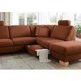 ECKSOFA in Mikrofaser Cognac  - Wildeiche/Cognac, Natur, Holz/Textil (286/236cm) - Voleo