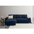 ECKSOFA  in Chenille Dunkelblau  - Silberfarben/Dunkelblau, KONVENTIONELL, Holz/Textil (187/293cm) - Carryhome