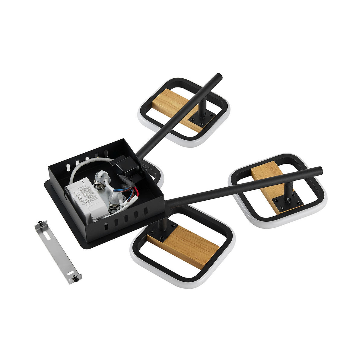 LED-STRAHLER Miriam 68/13,5/12 cm   - Eschefarben/Schwarz, Design, Holz/Kunststoff (68/13,5/12cm) - Novel