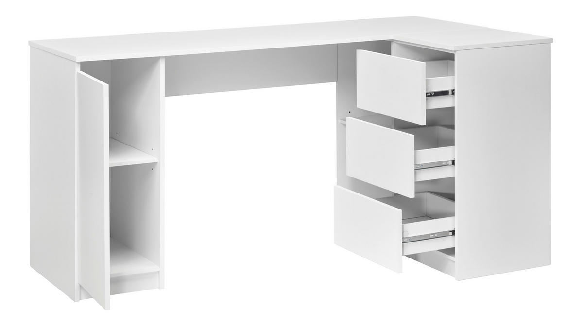 ECKSCHREIBTISCH  in Weiß  - Weiß, MODERN, Holzwerkstoff (154/77/84.5cm) - MID.YOU