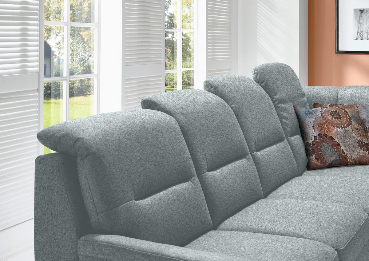 ECKSOFA in Mikrofaser Hellblau  - Schwarz/Hellblau, Konventionell, Holz/Textil (303/245cm) - Beldomo Comfort