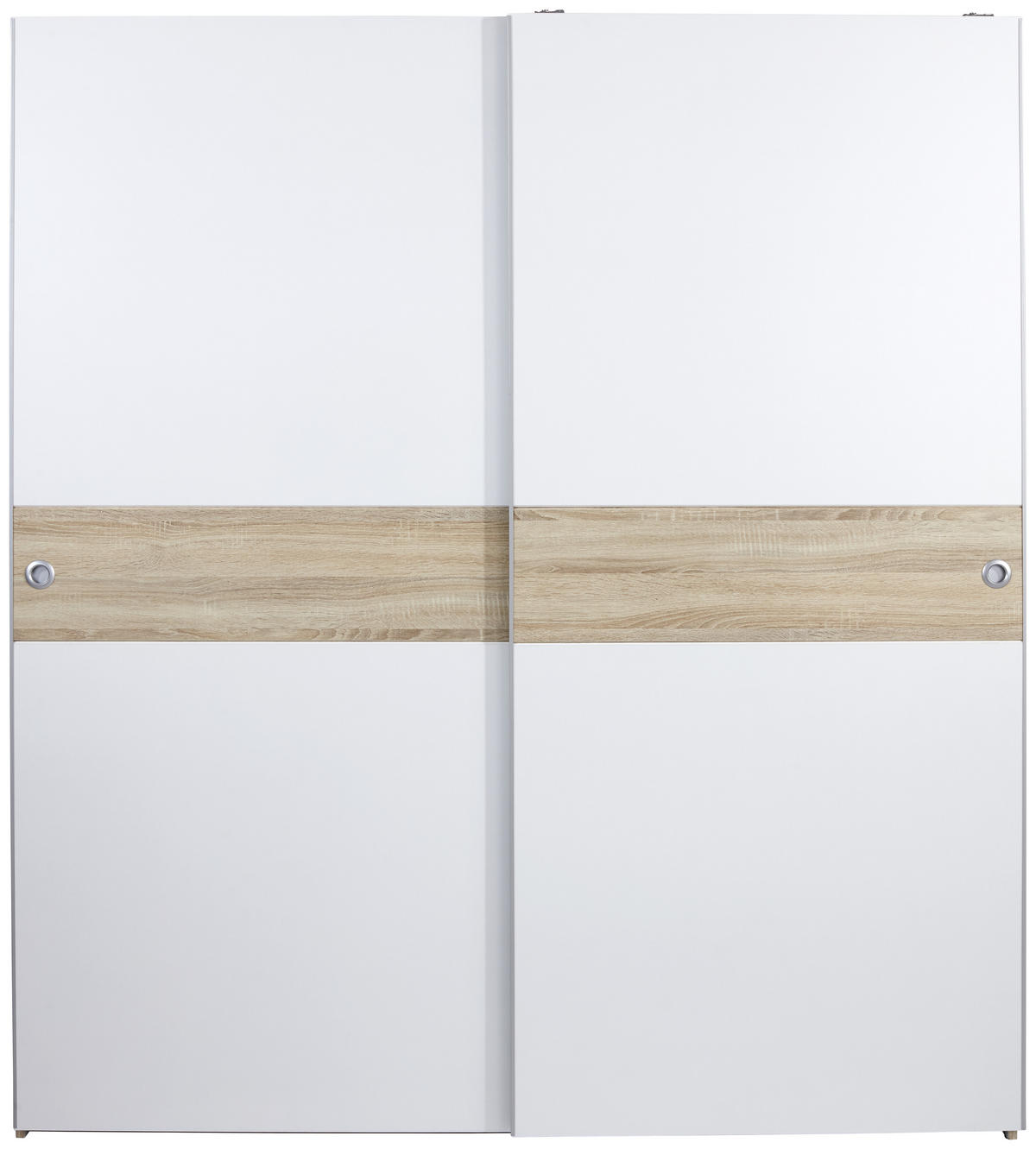OMARA Z DRSNIMI VRATI, hrast sonoma, bela  - bela/barve aluminija, Konvencionalno, umetna masa/leseni material (170/196/60cm) - MID.YOU