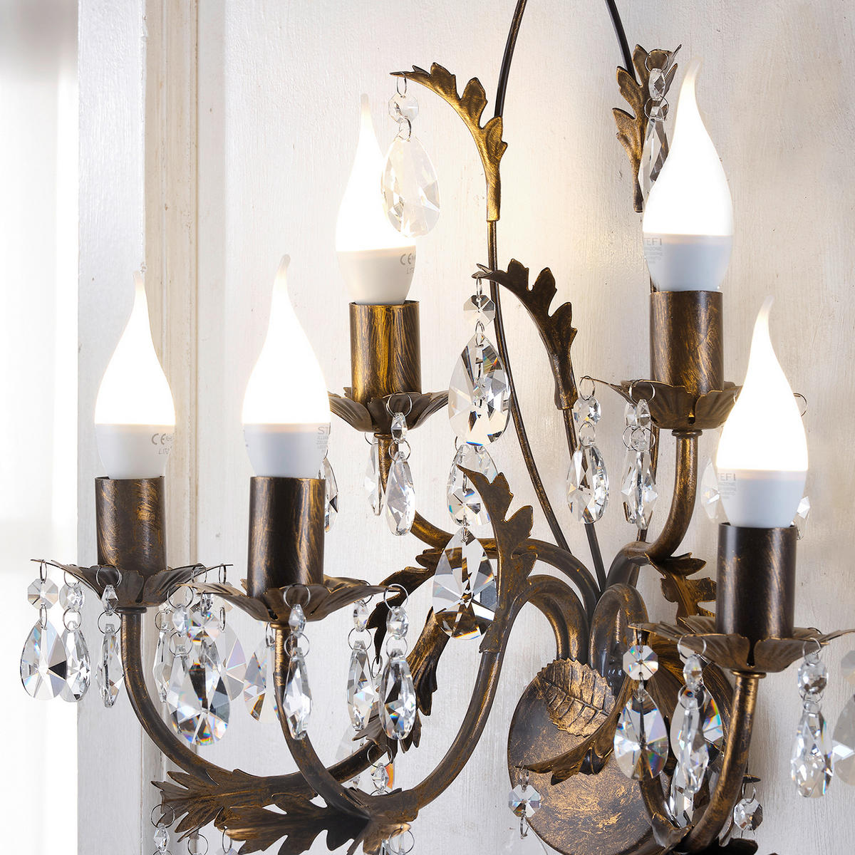 WANDLEUCHTE 45/32/50 cm   - Cognac, KONVENTIONELL, Glas/Metall (45/32/50cm)