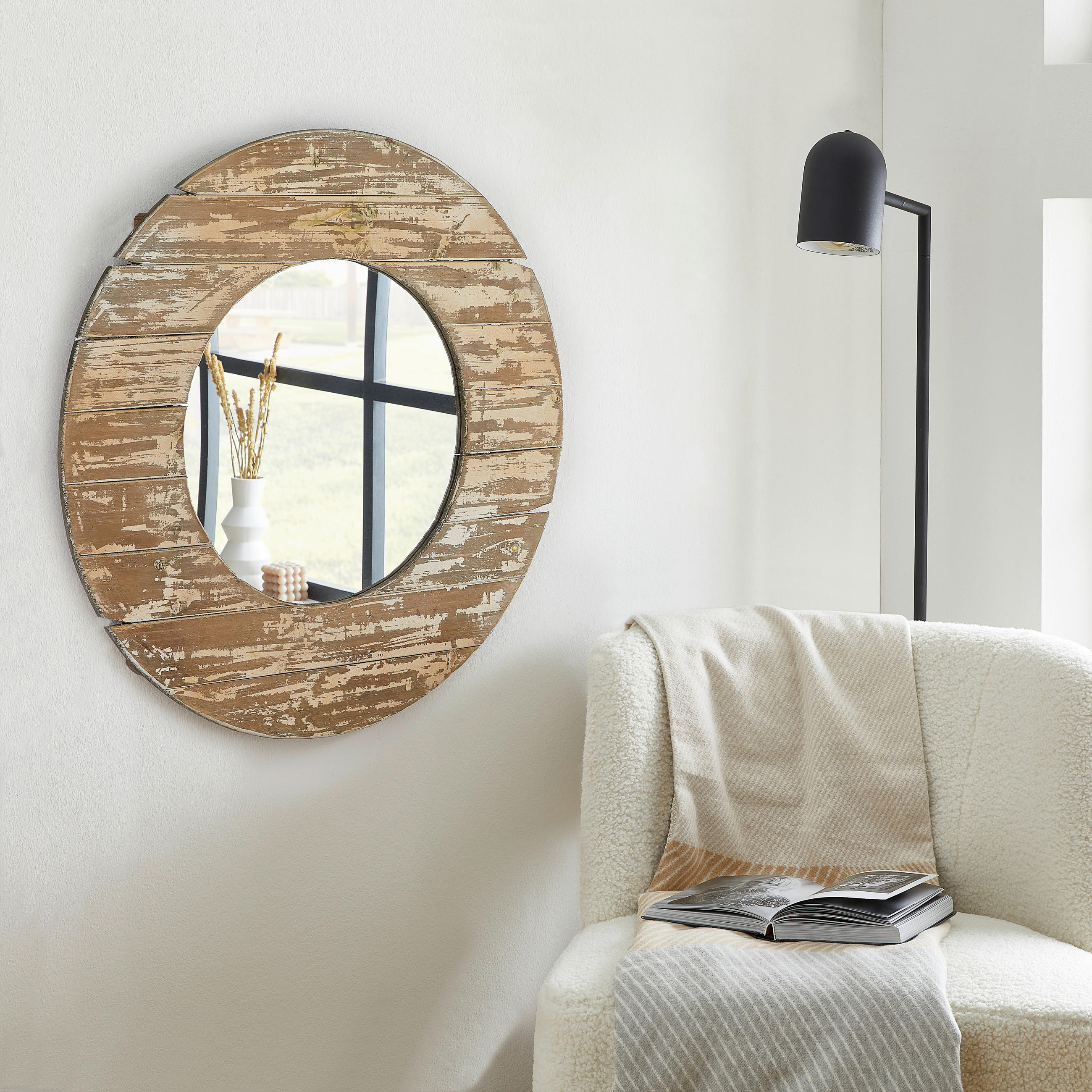 WANDSPIEGEL  - Naturfarben, Basics, Glas/Holz (80/80/3cm) - Landscape