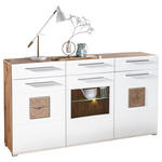 SIDEBOARD  in 180/98/43 cm  - Chromfarben/Eichefarben, KONVENTIONELL, Glas/Holz (180/98/43cm) - Hom`in