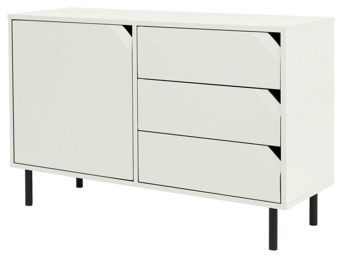 SIDEBOARD  in 118/77/43 cm  - Schwarz/Weiß, Design, Holzwerkstoff/Metall (118/77/43cm)