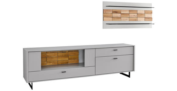 WOHNWAND  in Eichefarben, Kaschmir  299,4/170,4/46,4 cm  - Kaschmir/Eichefarben, Design, Glas/Holz (299,4/170,4/46,4cm) - Novel