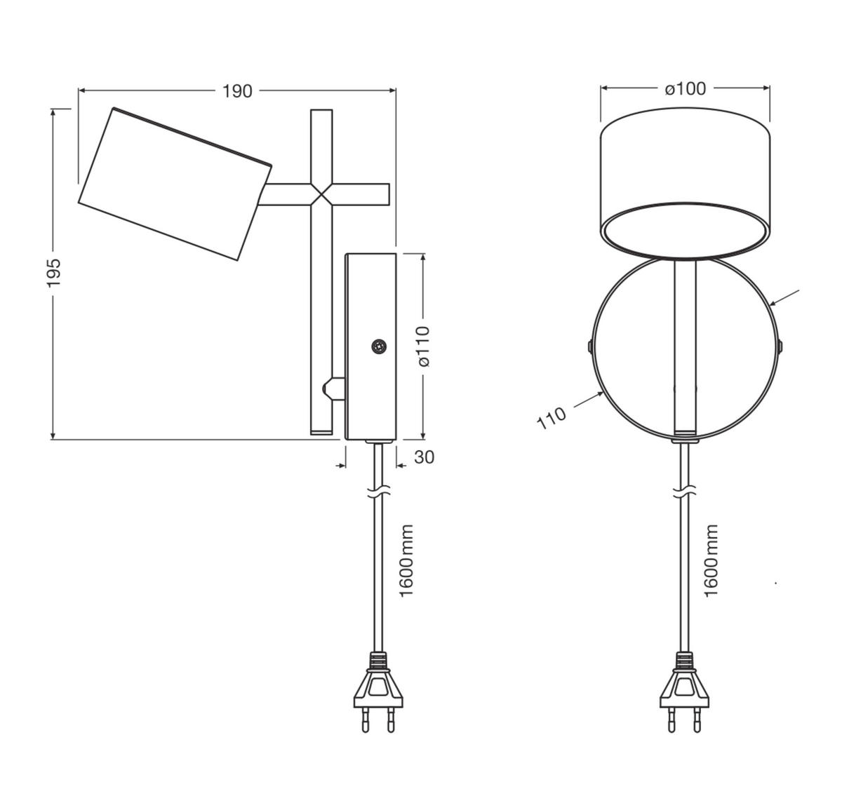 LED-WANDLEUCHTE 11/19/19,5 cm   - Schwarz, Basics, Kunststoff/Metall (11/19/19,5cm) - Osram